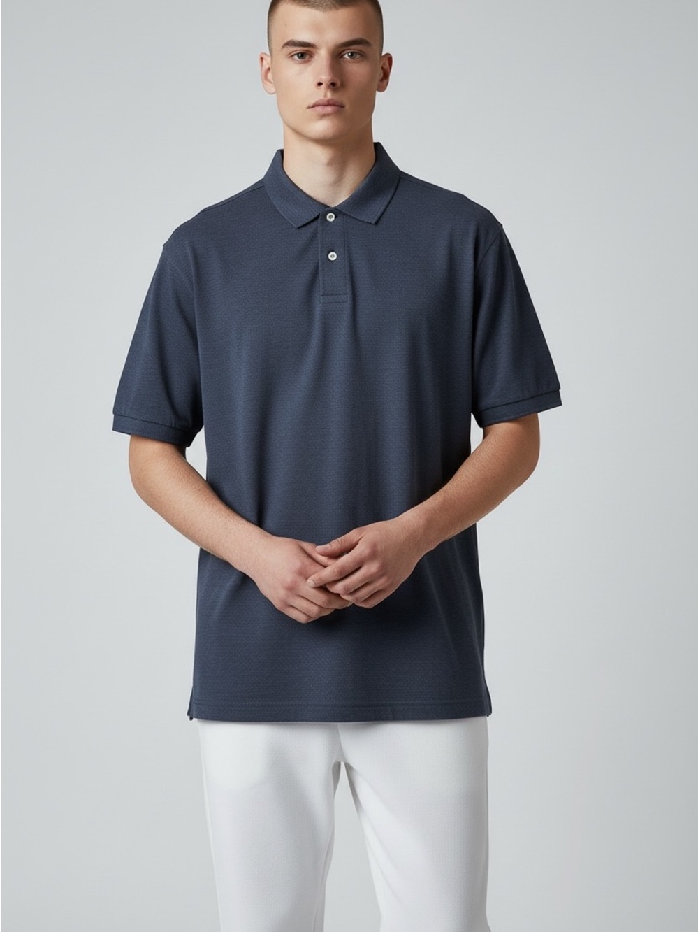 Men's Sonoma The Essential Pique Polo Shirt Navy Blue Size Large